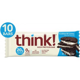 Think Thin Protein Bar Gluten Free Cookies And Cream (10 Pack)