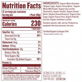 Justin's White Chocolate Organic Peanut Butter Cups (12 Pack)